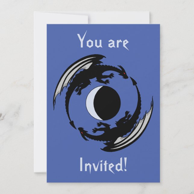 Moon Dragons Fantasy Design Invitation (Front)