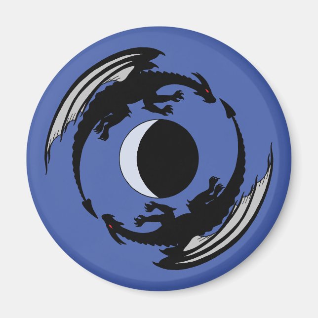 Moon Dragons Fantasy Design Magnet (Front)