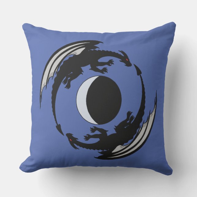 Moon Dragons Fantasy Design Outdoor Pillow (Front)
