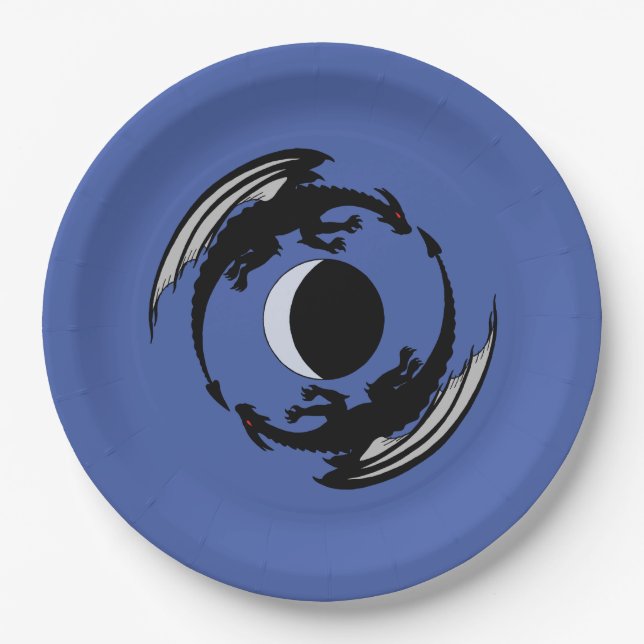 Moon Dragons Fantasy Design Paper Plate (Front)