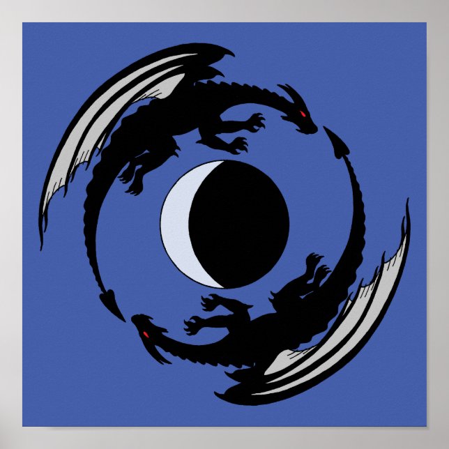 Moon Dragons Fantasy Design Poster (Front)