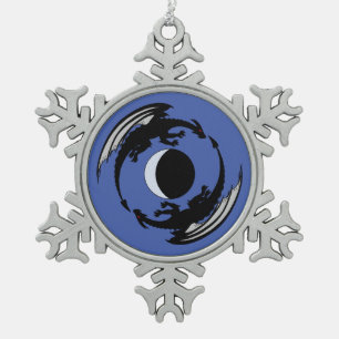 Moon Dragons Fantasy Design Snowflake Pewter Chris Christmas Ornament