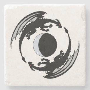 Moon Dragons Fantasy Design Stone Coaster