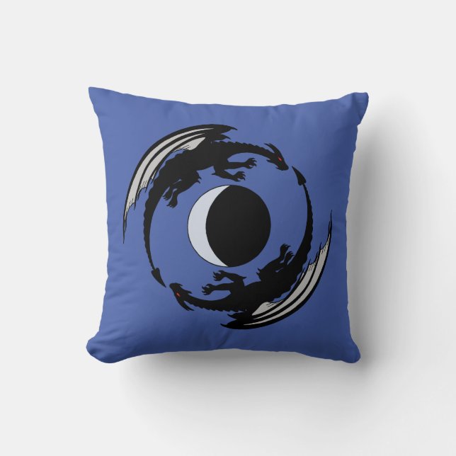 Moon Dragons Fantasy Design Throw Pillow (Front)