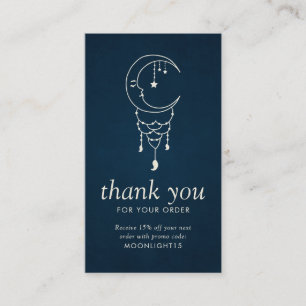 Moon Dreamcatcher Navy Blue Business Thank You Card