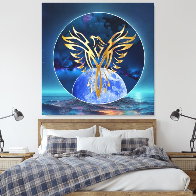 Moon Eagle Canvas Print (Insitu(Bedroom))