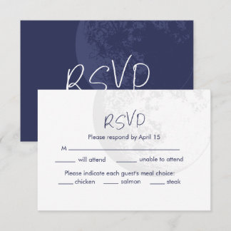 Moon Evening Night Navy Blue Wedding RSVP Invitation
