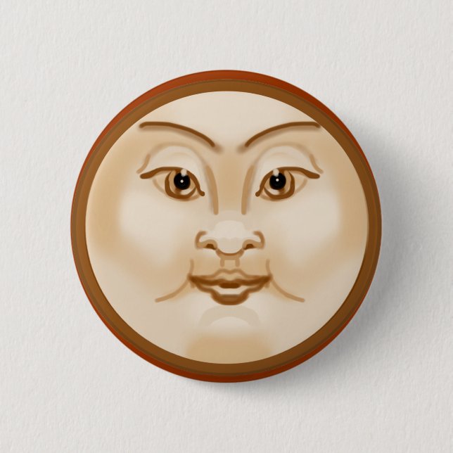 Moon face 6 cm round badge (Front)