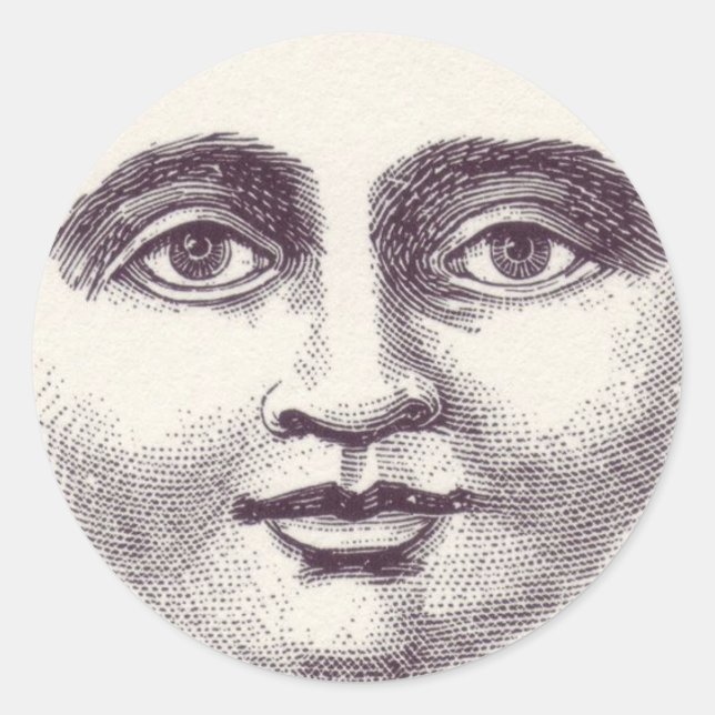 Moon Face Classic Round Sticker (Front)
