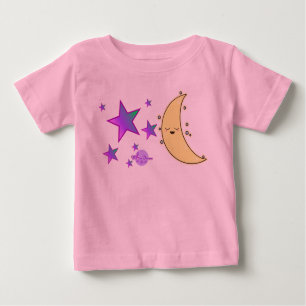 Moon Face & Stars Toddler Pink Ruffle Tee