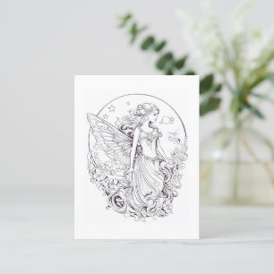 Moon Fairy Colour Your Own Postcard
