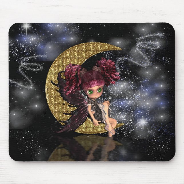 moon fairy mousepad, mouse mat, gothic fairy pad (Front)