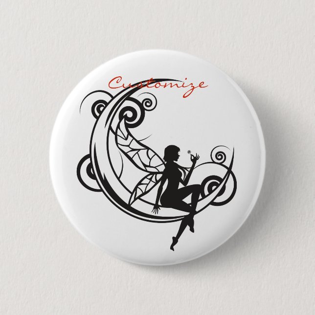 Moon Fairy Silhouette Thunder_Cove 6 Cm Round Badge (Front)