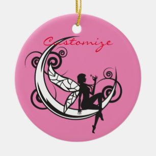 Moon Fairy Silhouette Thunder_Cove Ceramic Ornament