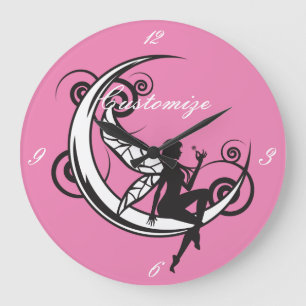 Moon Fairy Silhouette Thunder_Cove Large Clock