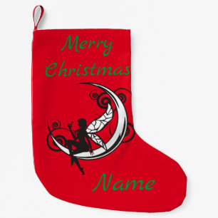 Moon Fairy Silhouette Thunder_Cove Small Christmas Stocking