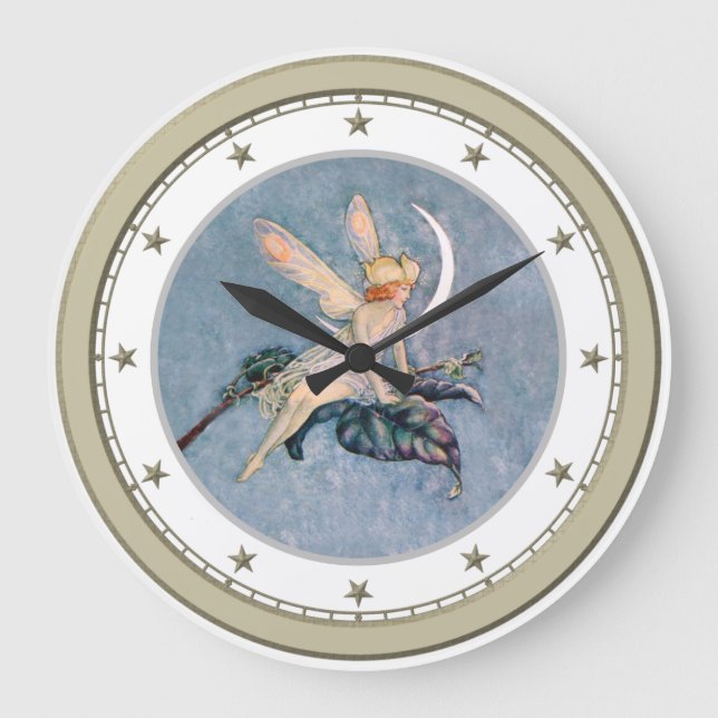 Moon Fairy Silver Star Clock (Front)