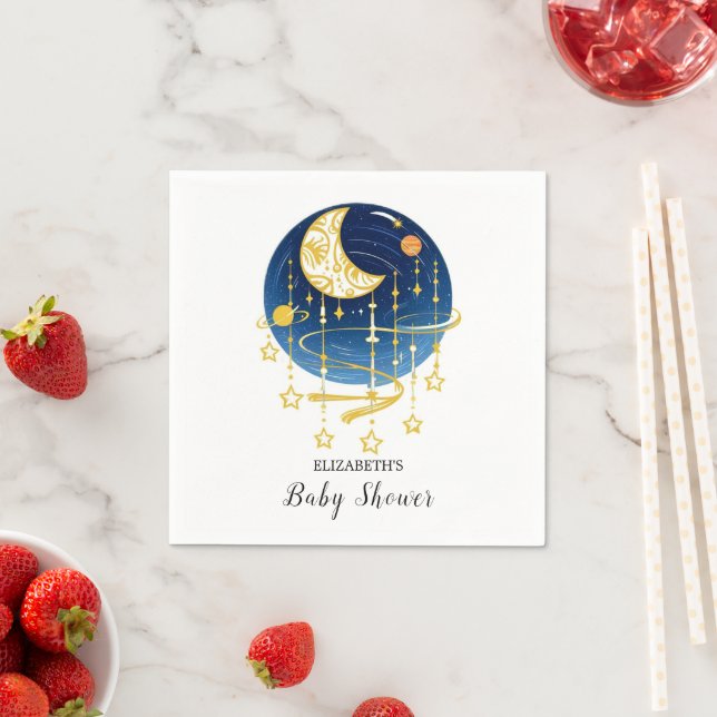 Moon Falling Stars Baby Shower Napkin (Insitu)