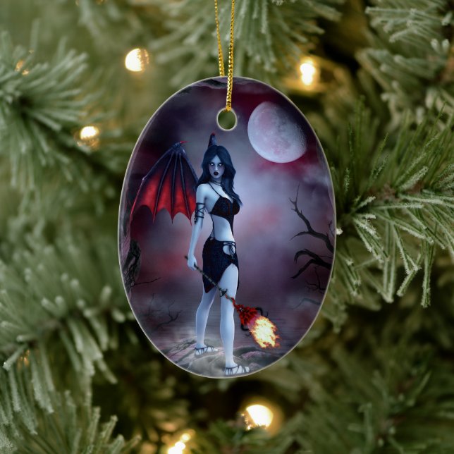 Moon fire Succubus Ceramic Ornament (Tree)