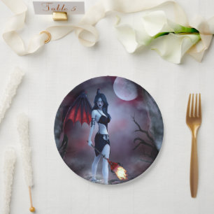 Moon fire Succubus Paper Plate