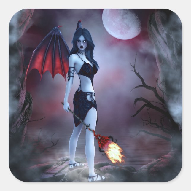 Moon fire Succubus Square Sticker (Front)