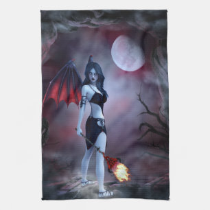 Moon fire Succubus Tea Towel