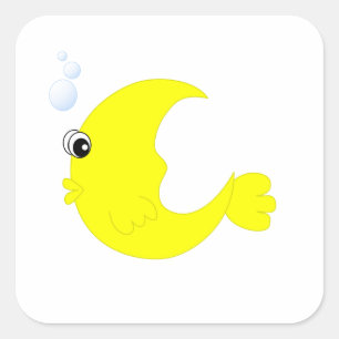 Moon Fish Square Sticker