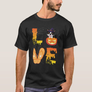 Moon Flip Flop Spider Pumpkin Boston Terrier LOVE  T-Shirt