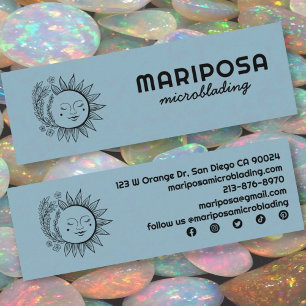 Moon Floral Elegant Esthetician Salon Social Icons Mini Business Card