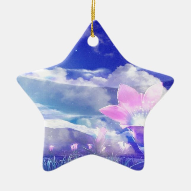Moon Flower Ceramic Tree Decoration (Front)