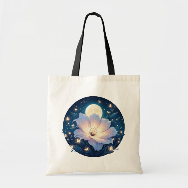 Moon Flower Design Tote Bag (Front)