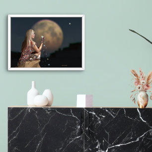 Moon Flower Poster