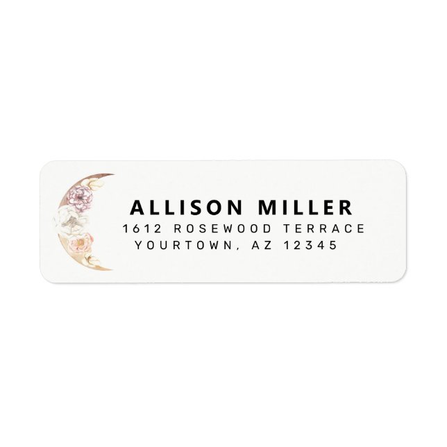 Moon + Flowers Boho Return Address Labels (Front)