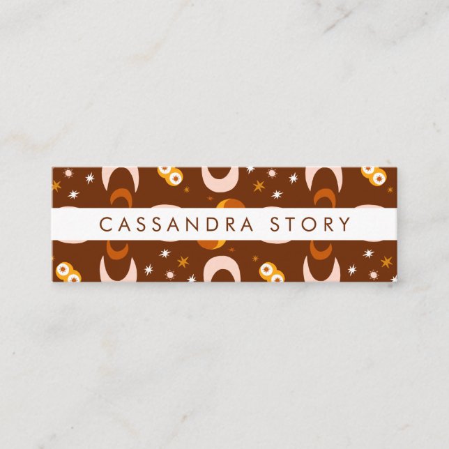 Moon Flowers Modern Pattern Business Card (Front)