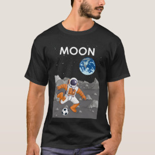 Moon Football Soccer Playing Astronaut Travel Post T-Shirt