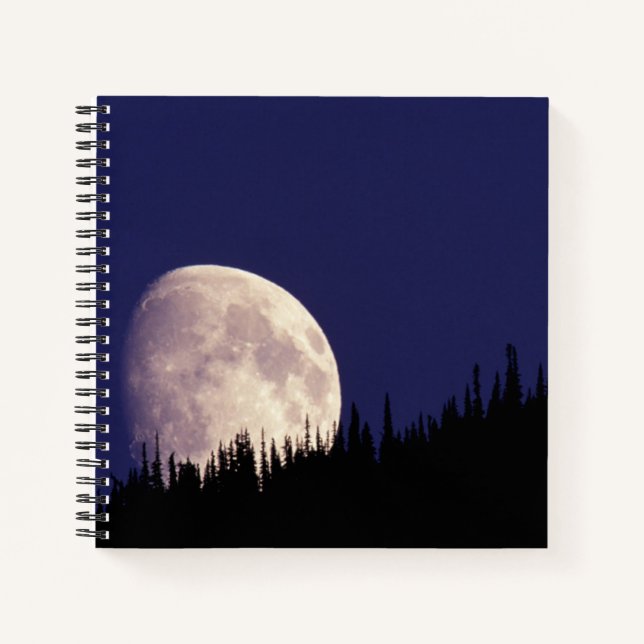 Moon & Forest | Glacier National Park Montana Notebook (Front)