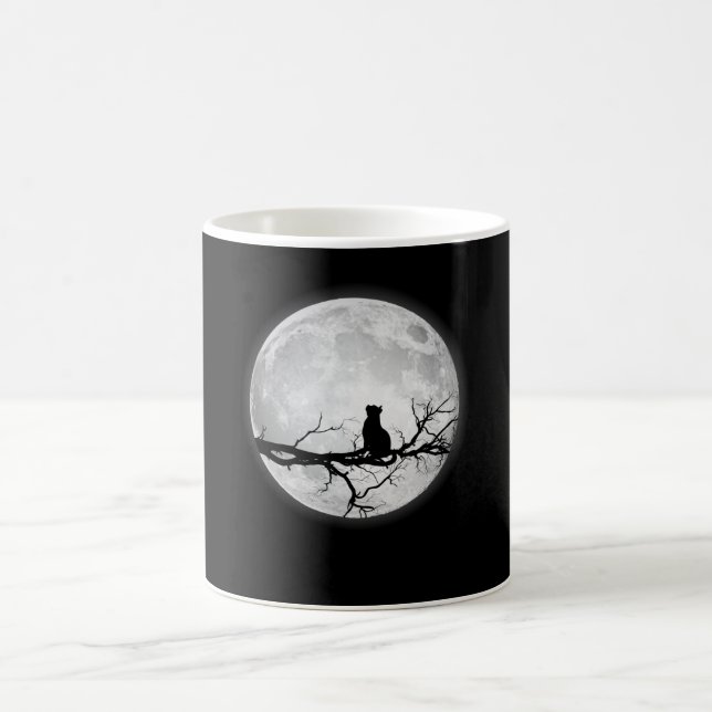 Moon Full Moon Cat Space Coffee Mug (Center)
