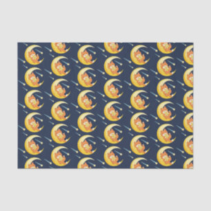 Moon Galaxy Cool Orange Cat Stars Space Tissue Paper