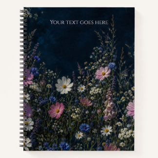 Moon Garden Wildflower Dark Floral Meditation Notebook