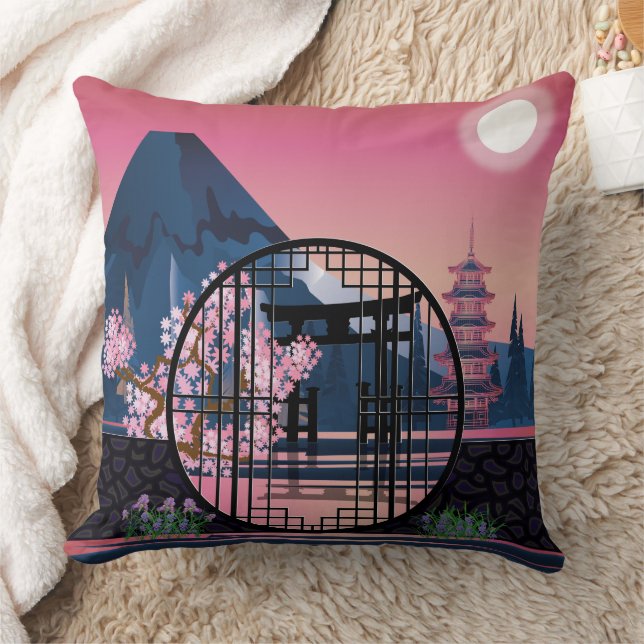 Moon gate in the garden cushion (Blanket)