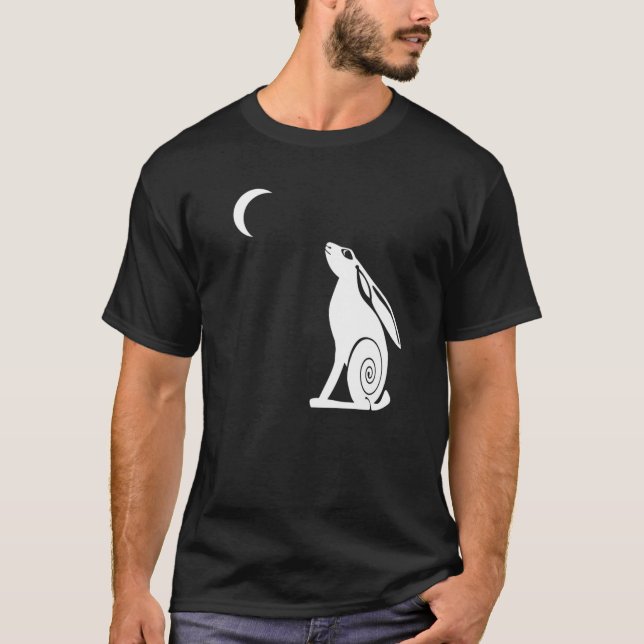 Moon Gazing Hare Mens Dark Tee (Front)