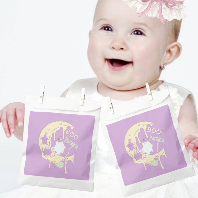 Moon Ghost Illustration Purple Kids Girl Halloween Favour Bag (Creator Uploaded)
