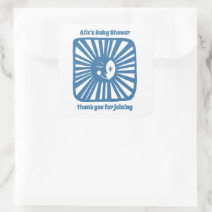 Moon Glow Boho Modern Cute Baby Shower CUSTOM Square Sticker