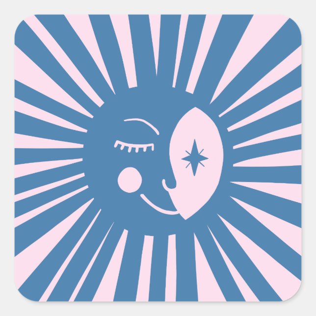 Moon Glow Boho Modern Cute Baby Shower CUSTOM  Square Sticker (Front)