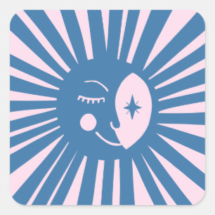 Moon Glow Boho Modern Cute Baby Shower CUSTOM  Square Sticker