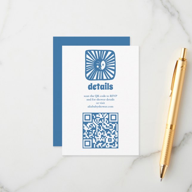 Moon Glow Boho Modern Cute Custom Baby Shower  Enclosure Card (Front/Back In Situ)