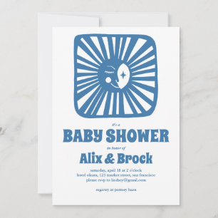 Moon Glow Boho Modern Cute Custom QR Baby Shower  Invitation