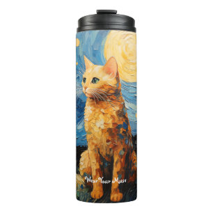 Moon Glow Cat Midnight Muse Personalized Thermal Tumbler