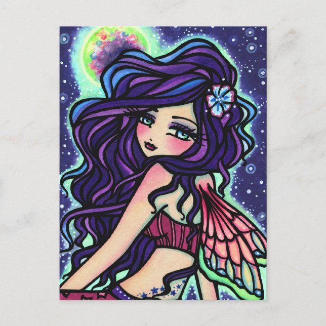 Moon Glow Fairy Fantasy Art Postcard Hannah Lynn (Front)