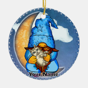 Moon gnome ceramic ornament